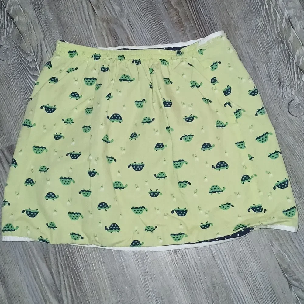 Gymboree vintage prep club turtles skirt 2in1 reversible Sz 4